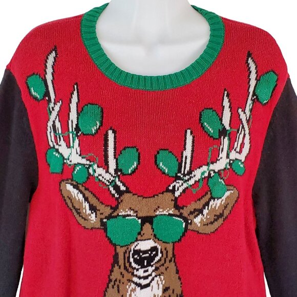 Ugly Christmas Sweater Men's Small Knit Pullover Reindeer Light Up Long Sleeve - Picture 4 of 10